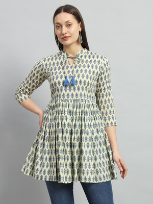 Ann Springs Casual Printed Women Blue Top