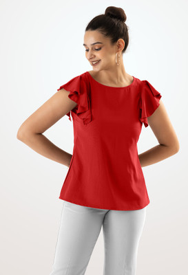 AASK Casual Printed Women Red Top