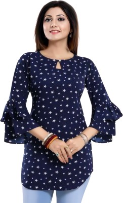 HEMANG FASHION Casual Printed Women Blue Top