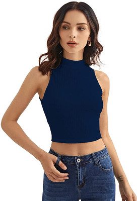 Shasmi Casual Solid Women Dark Blue Top