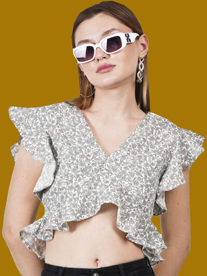 Styvibe Casual Printed Women White Top