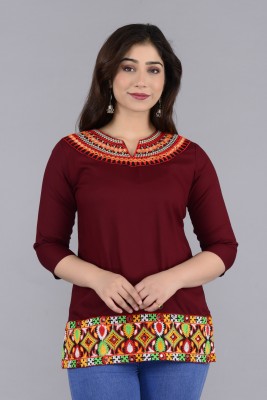 Saptrika Casual Embroidered Women Multicolor Top