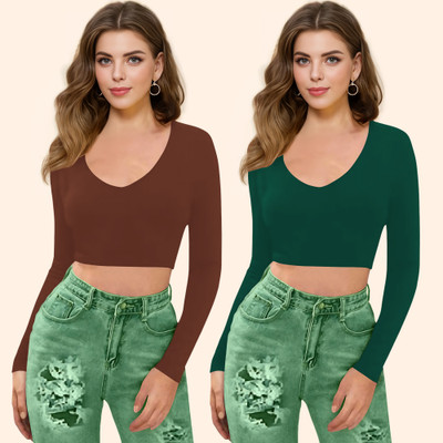 Maheshvi Casual Solid Women Green Top
