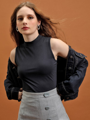 Tokyo Talkies Casual Solid Women Black Top