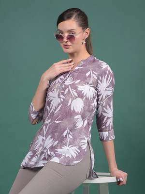CRIMSOUNE CLUB Casual Floral Print Women Purple Top