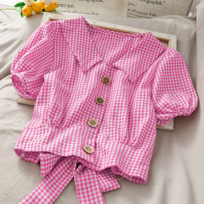 Burgstudio9 Casual Checkered Women Blue Top