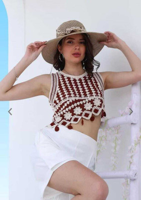 Emprace Casual Self Design Women Maroon Top