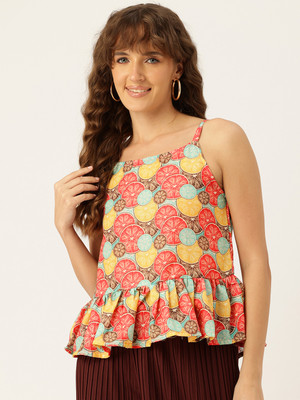 Feranoid Retail Party Chevron/Zig Zag Women Red Top