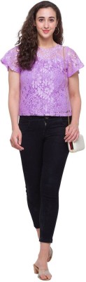 Globus Party Floral Print Women Purple Top