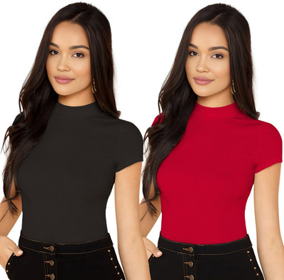 Dream Beauty Fashion Casual Self Design Women Black Top