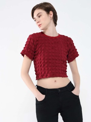 Showoff Casual Self Design Women Red Top