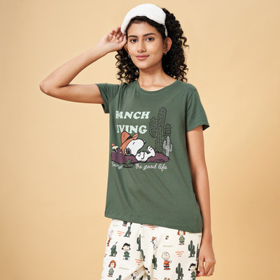 Dreamz by Pantaloons Casual Printed Women Green Top