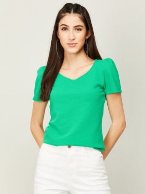 CODE by Lifestyle Casual Solid Women Green Top