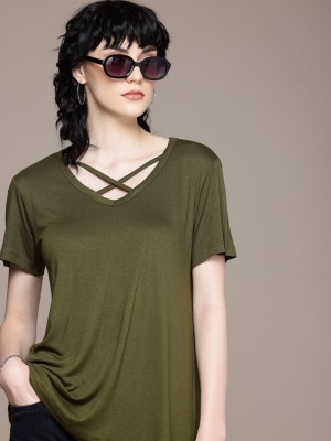 Roadster Casual Solid Women Green Top