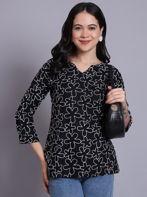 ENTNICBLISS Casual Printed Women Black Top