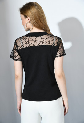 SAKSHI TRADER Party Self Design Women Black Top