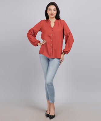 vastradhan Casual Self Design Women Orange Top