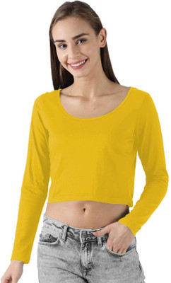 THE BLAZZE Casual Solid Women Yellow Top