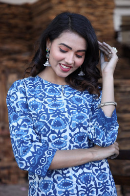craftwell studio Casual Printed Women Blue Top
