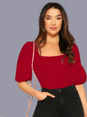 Kashonaa Casual Solid Women Red Top