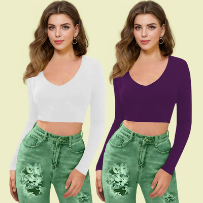 Kashonaa Casual Solid Women Purple Top