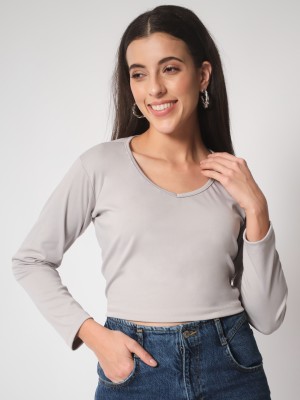 Belakiz Casual Solid Women Grey Top