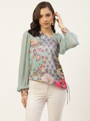 SHAYE Casual Printed Women Light Green Top