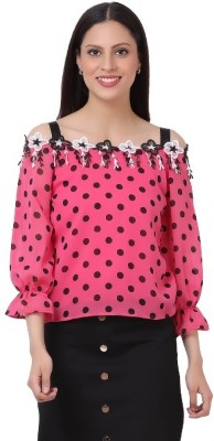 SAHANA STYLE Casual Printed Women Black, Pink, White Top