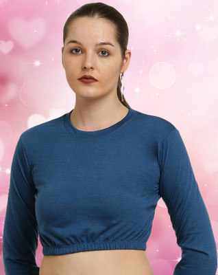 elegance redefined Casual Solid Women Blue Top