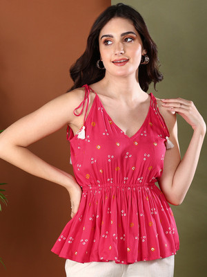 Stylum Casual Polka Print Women Multicolor Top