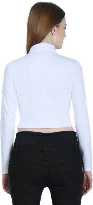 SAIOM Casual Solid Women White Top