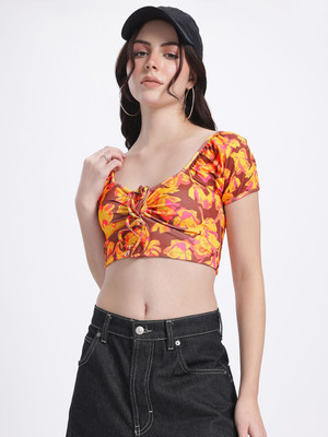 Glitchez Casual Printed Women Yellow Top