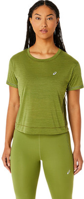 Asics Casual Self Design Women Dark Green Top