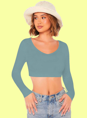 Maheshvi Casual Solid Women Light Blue Top