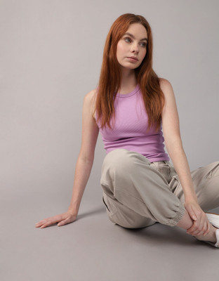 American Eagle Casual Solid Women Purple Top