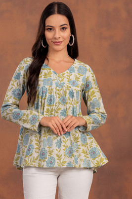 CLANGER Casual Printed Women Green Top