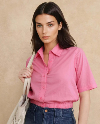 RAREISM Women Solid Party Pink Shirt