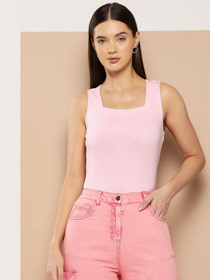 CHEMISTRY Casual Solid Women Pink Top