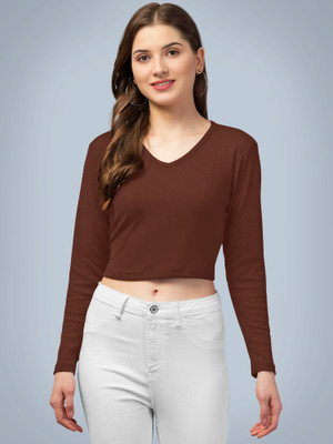 Maheshvi Casual Solid Women Brown Top