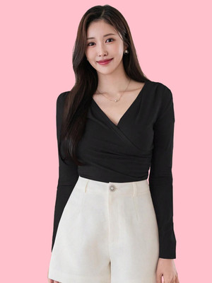 Tanushk Casual Solid Women Black Top