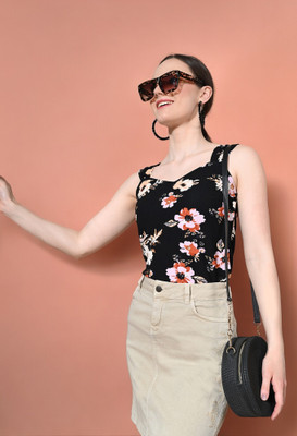 SAKSHI TRADER Casual Printed Women Black Top