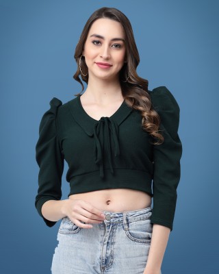 MISS AYSE Casual Solid Women Dark Green Top