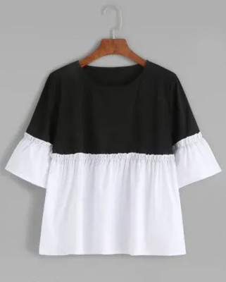 Sifan textile Party Color Block Women Black, White Top