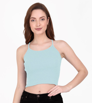 THE BLAZZE Casual Solid Women Light Blue Top