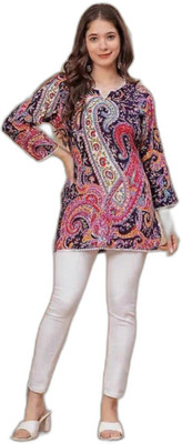 VRSS ENTERPRISES Formal Floral Print, Geometric Print, Graphic Print, Printed Women Purple Top