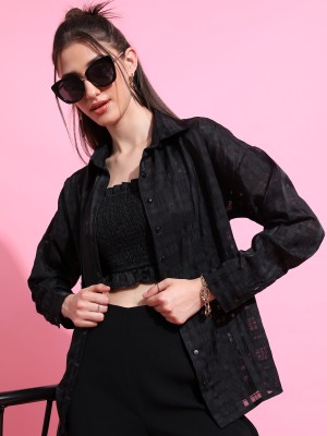 Tokyo Talkies Casual Solid Women Black Top