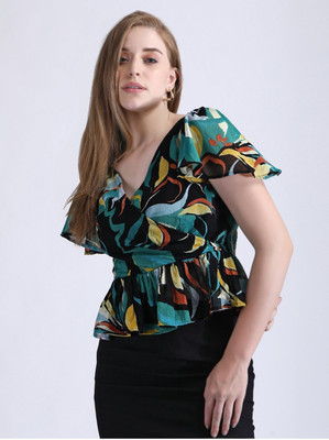 The TendTek Party Printed Women Multicolor Top