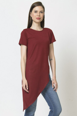 Styvibe Casual Solid Women Maroon Top