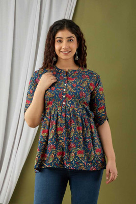 MAINACREATIONS Formal Printed Women Blue Top