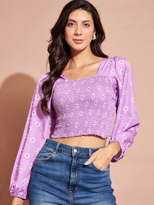 Dressberry Casual Printed Women Purple Top